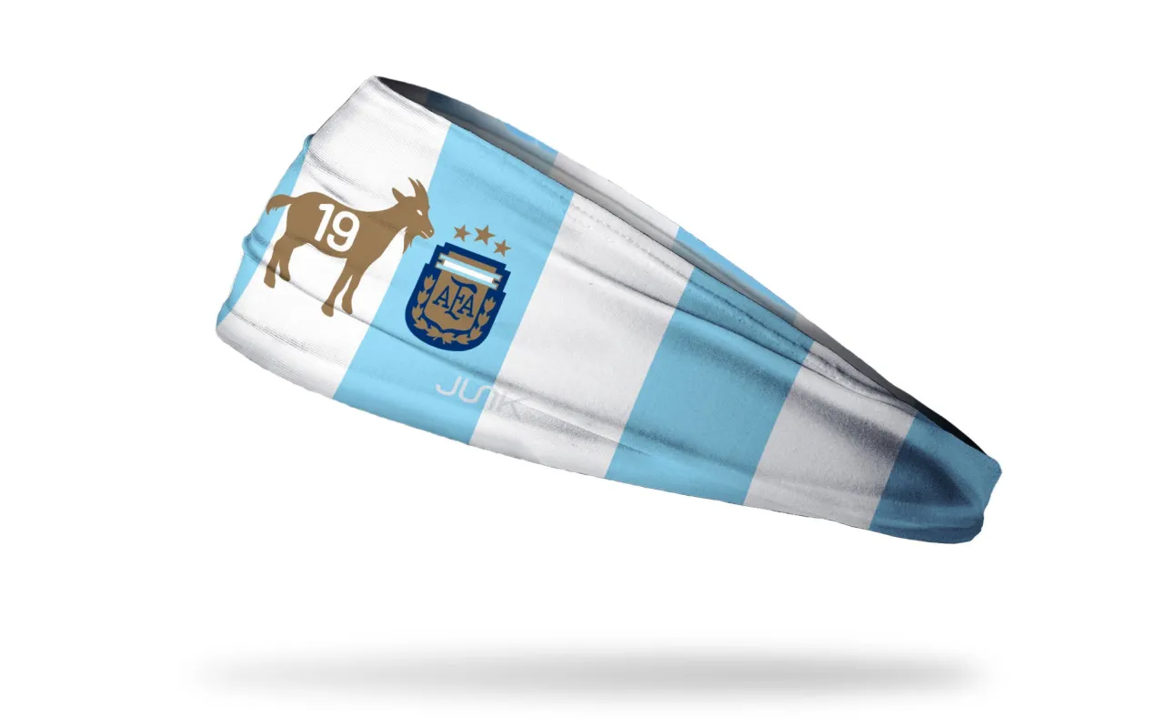 Argentina Football Association: Aguero GOAT Big Bang Lite Headband made by JUNK Brands