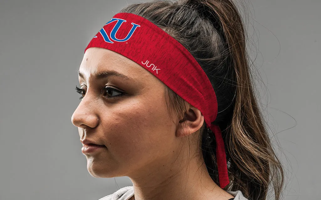 University of Kansas: KU Heathered Red Flex Tie Headband sold by JUNK Brands product image thumbnail 3
