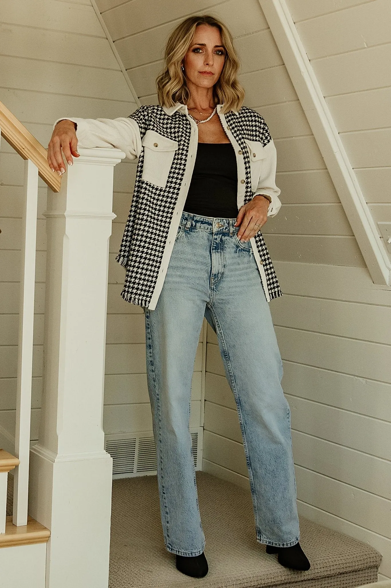 Montreal Houndstooth Shacket | Ivory + Black sold by Baltic Born product image thumbnail 4