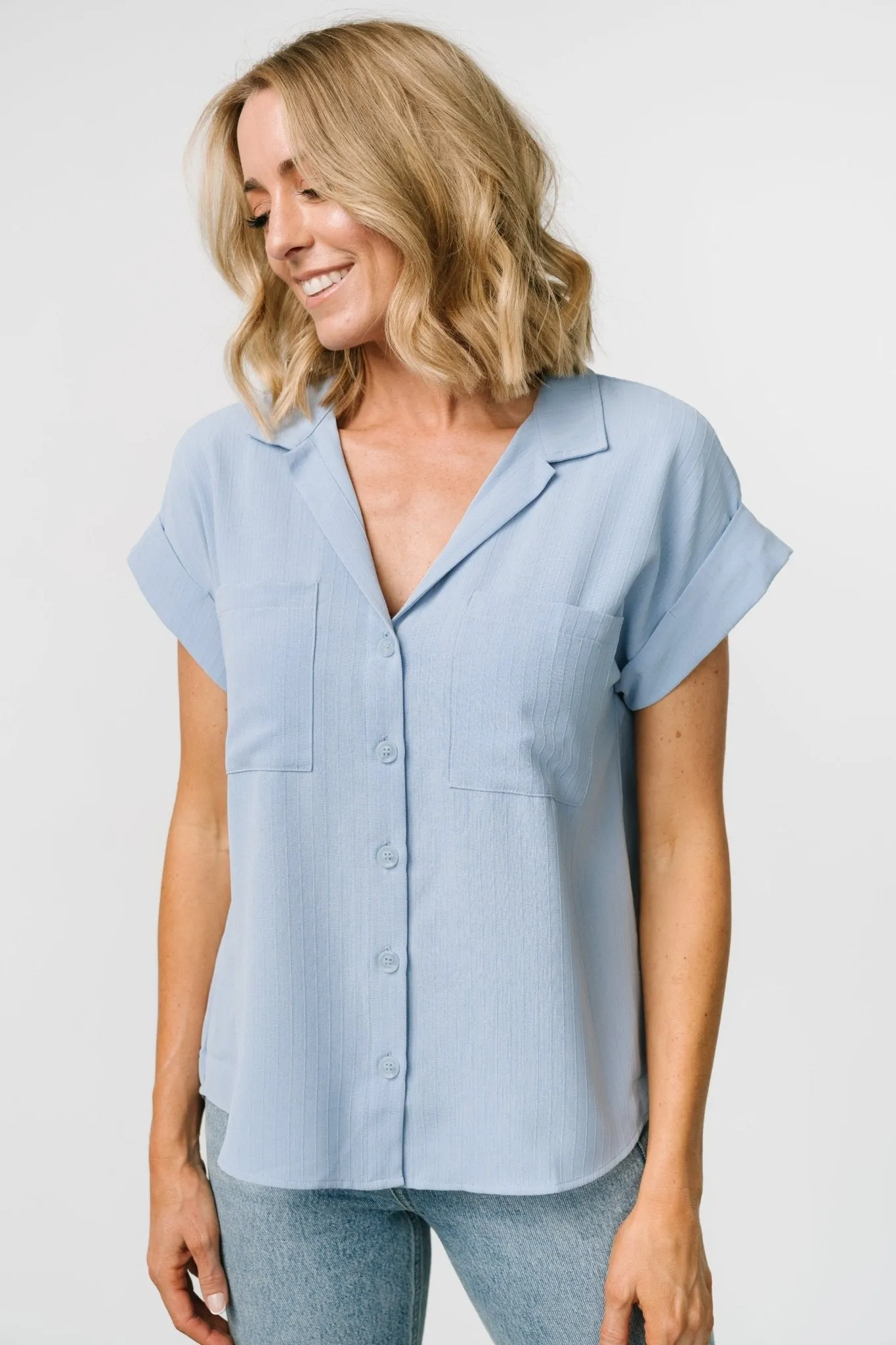 Shaylee Button Up Top | Light Blue sold by Baltic Born product image thumbnail 3