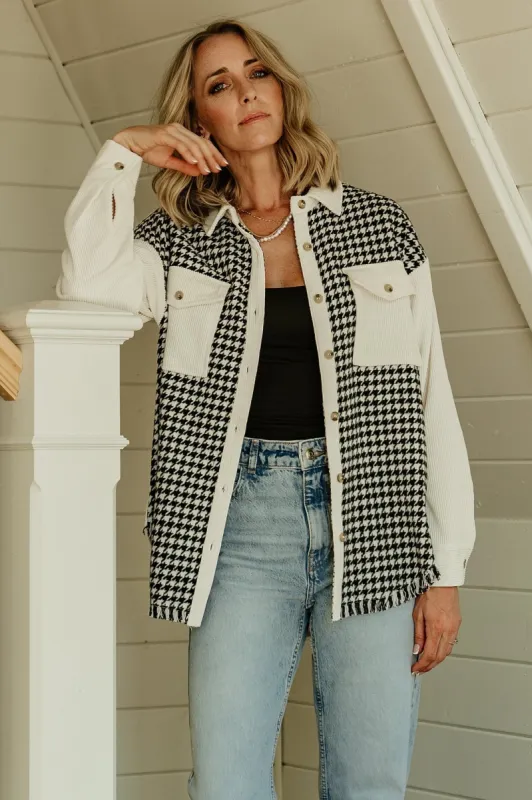 Montreal Houndstooth Shacket | Ivory + Black sold by Baltic Born