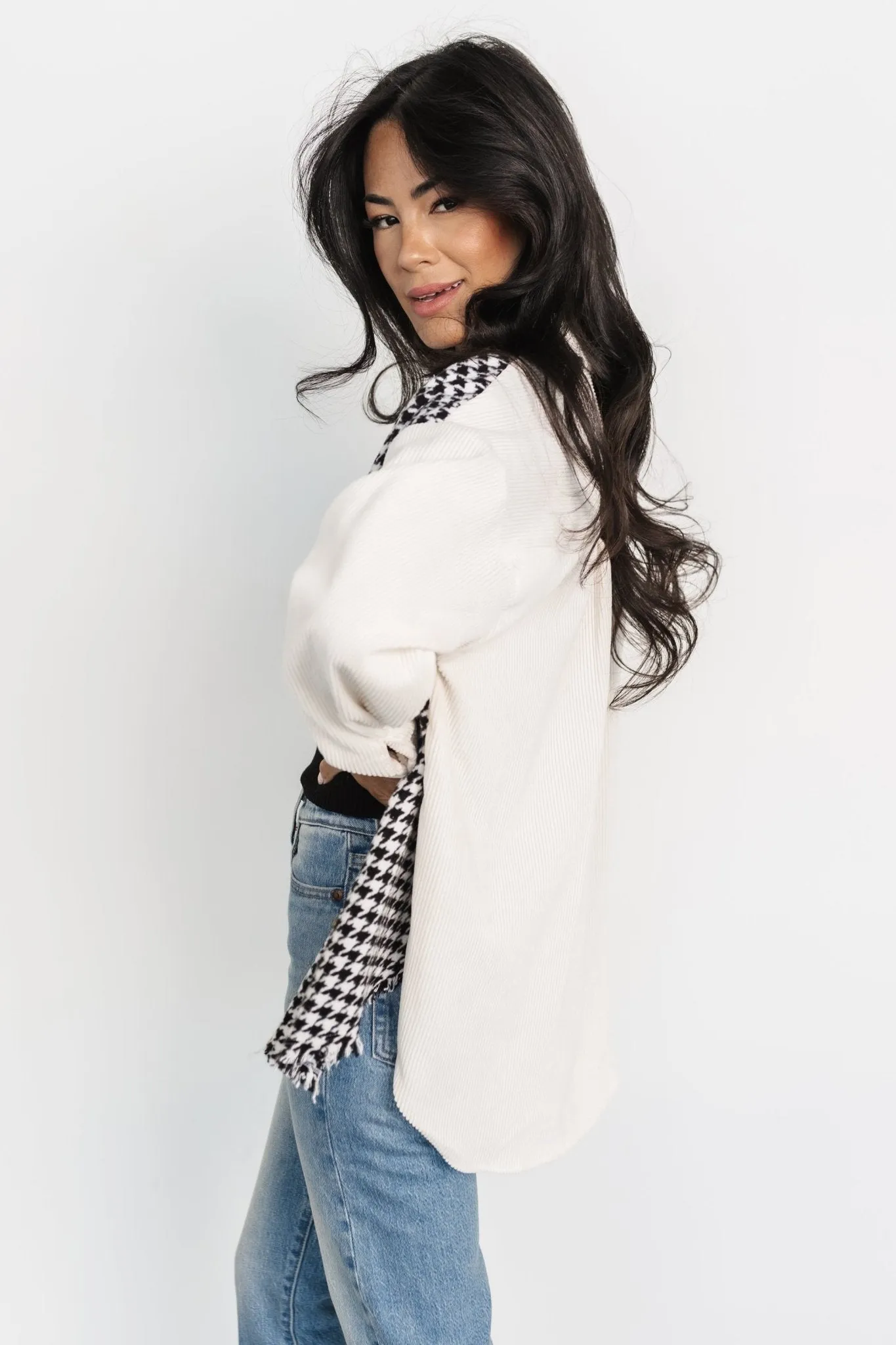 Montreal Houndstooth Shacket | Ivory + Black sold by Baltic Born product image thumbnail 5