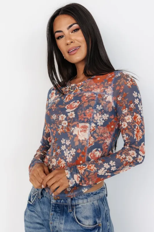 Jaynie Sheer Top | Slate Floral sold by Baltic Born
