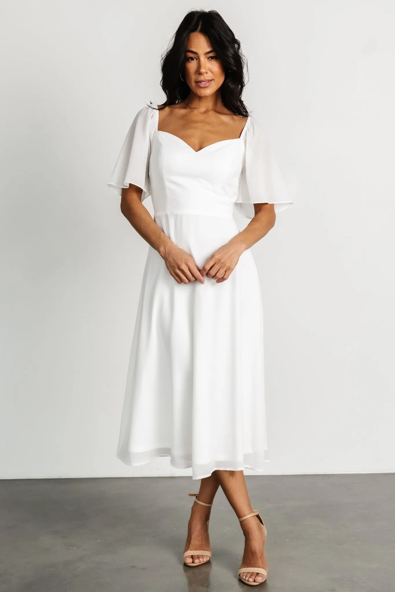 Colette Sweetheart Midi Dress | White sold by Baltic Born