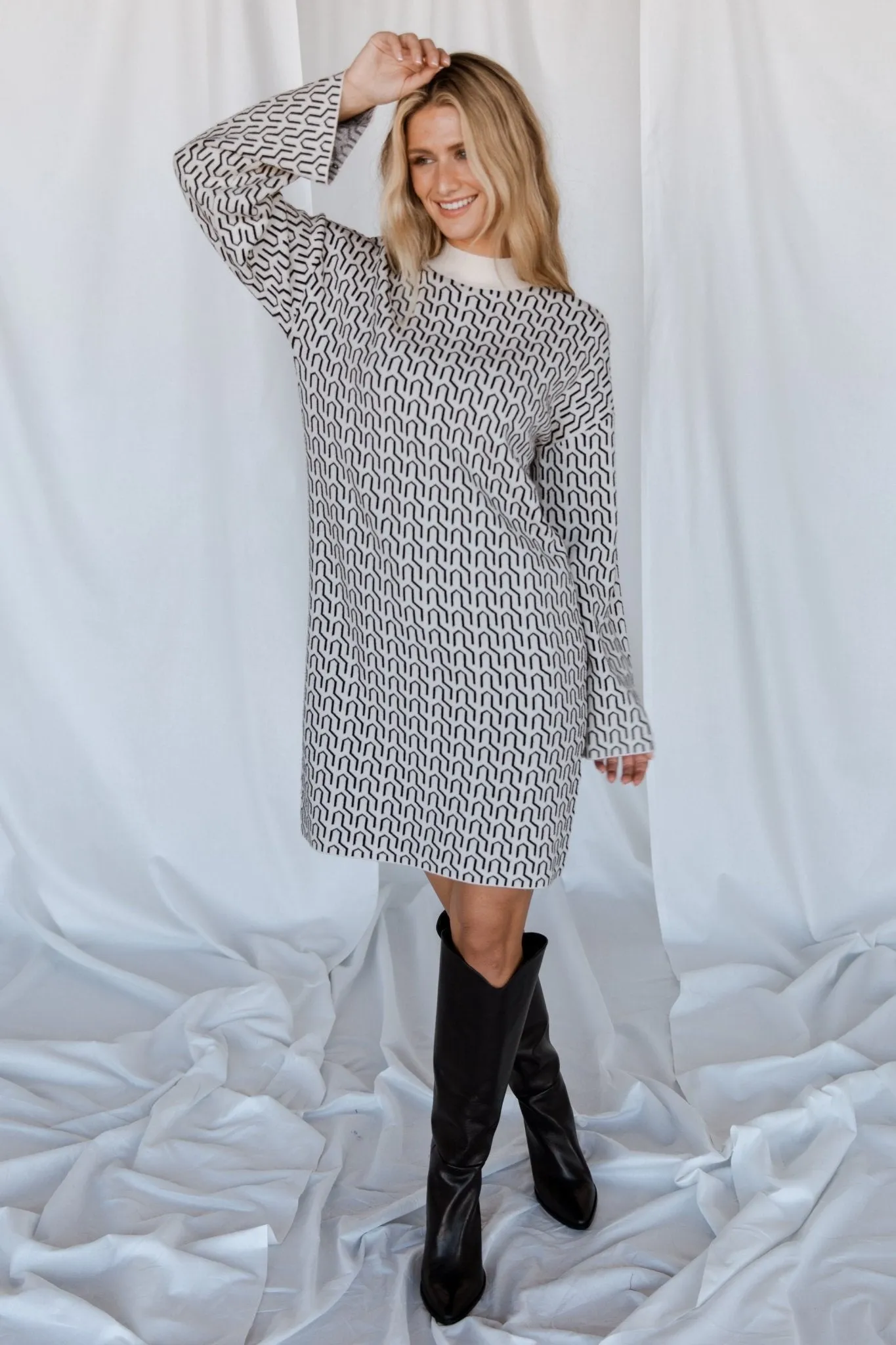 Webster Sweater Dress | Ivory Print sold by Baltic Born