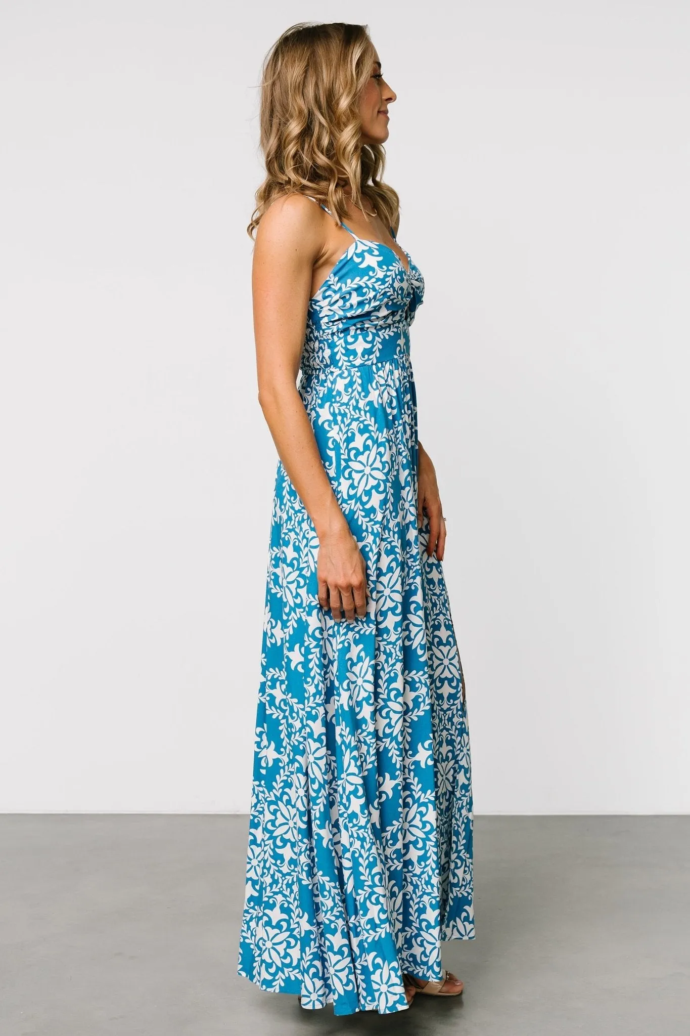 Kali Maxi Dress | Blue + White sold by Baltic Born product image thumbnail 4