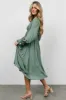 Lainey Smocked Dotted Midi Dress | Dark Sage sold by Baltic Born
