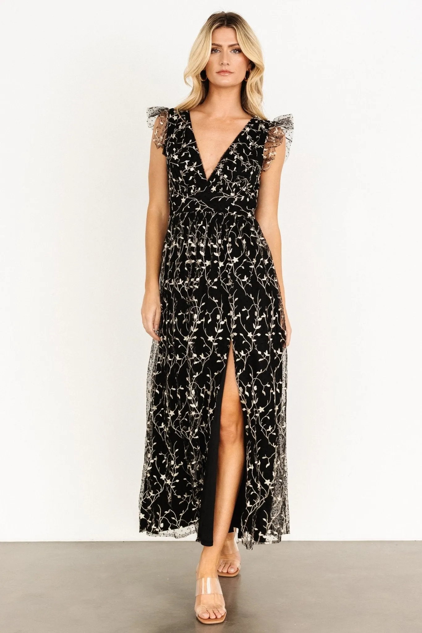 Orza Embroidered Maxi Dress | Black sold by Baltic Born