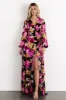 Katinka Wrap Maxi Dress | Black Multi Floral sold by Baltic Born