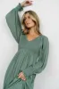 Lainey Smocked Dotted Midi Dress | Dark Sage sold by Baltic Born