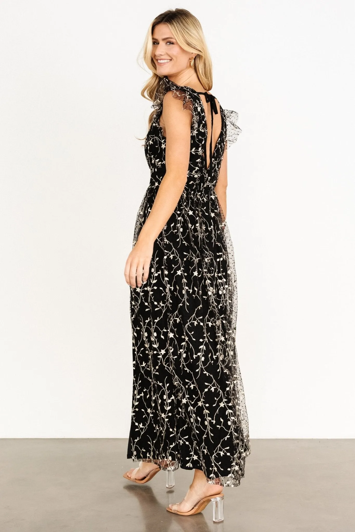 Orza Embroidered Maxi Dress | Black sold by Baltic Born product image thumbnail 5