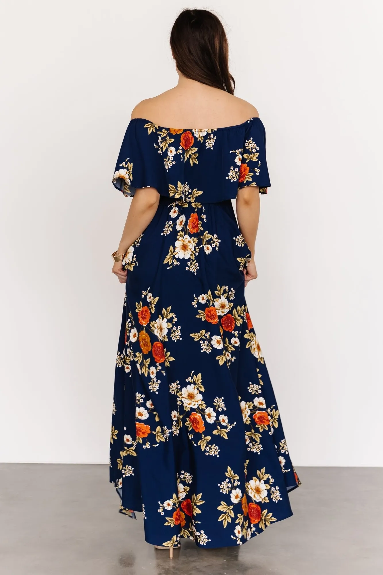 Marley Off Shoulder Maxi Dress | Navy Floral sold by Baltic Born product image thumbnail 3