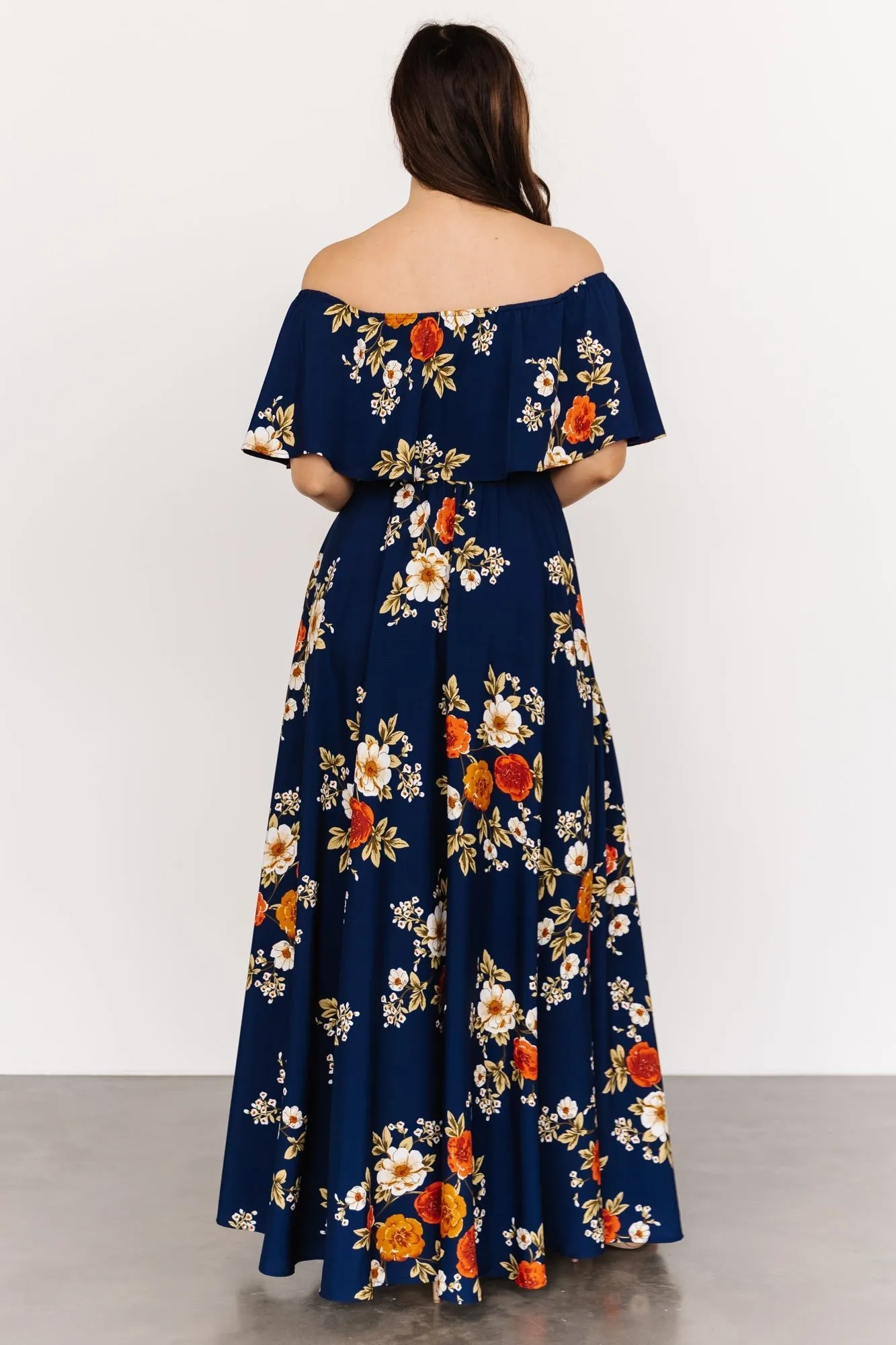 Marley Off Shoulder Maxi Dress | Navy Floral sold by Baltic Born product image thumbnail 5