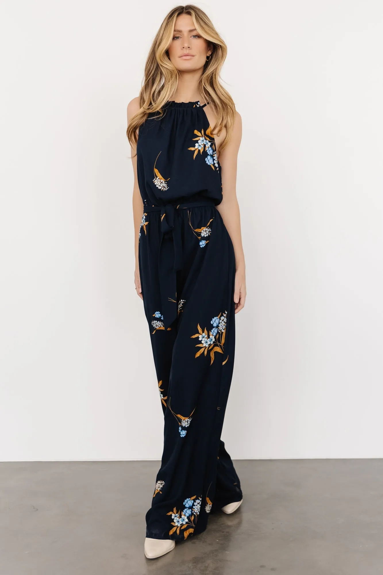 Alameda Halter Jumpsuit | Navy Blue Floral sold by Baltic Born product image thumbnail 4