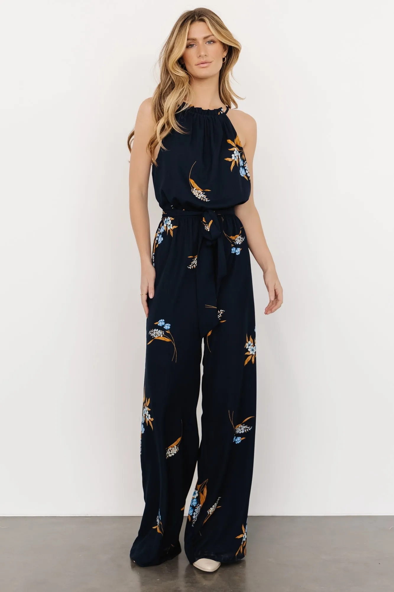 Alameda Halter Jumpsuit | Navy Blue Floral sold by Baltic Born product image thumbnail 5