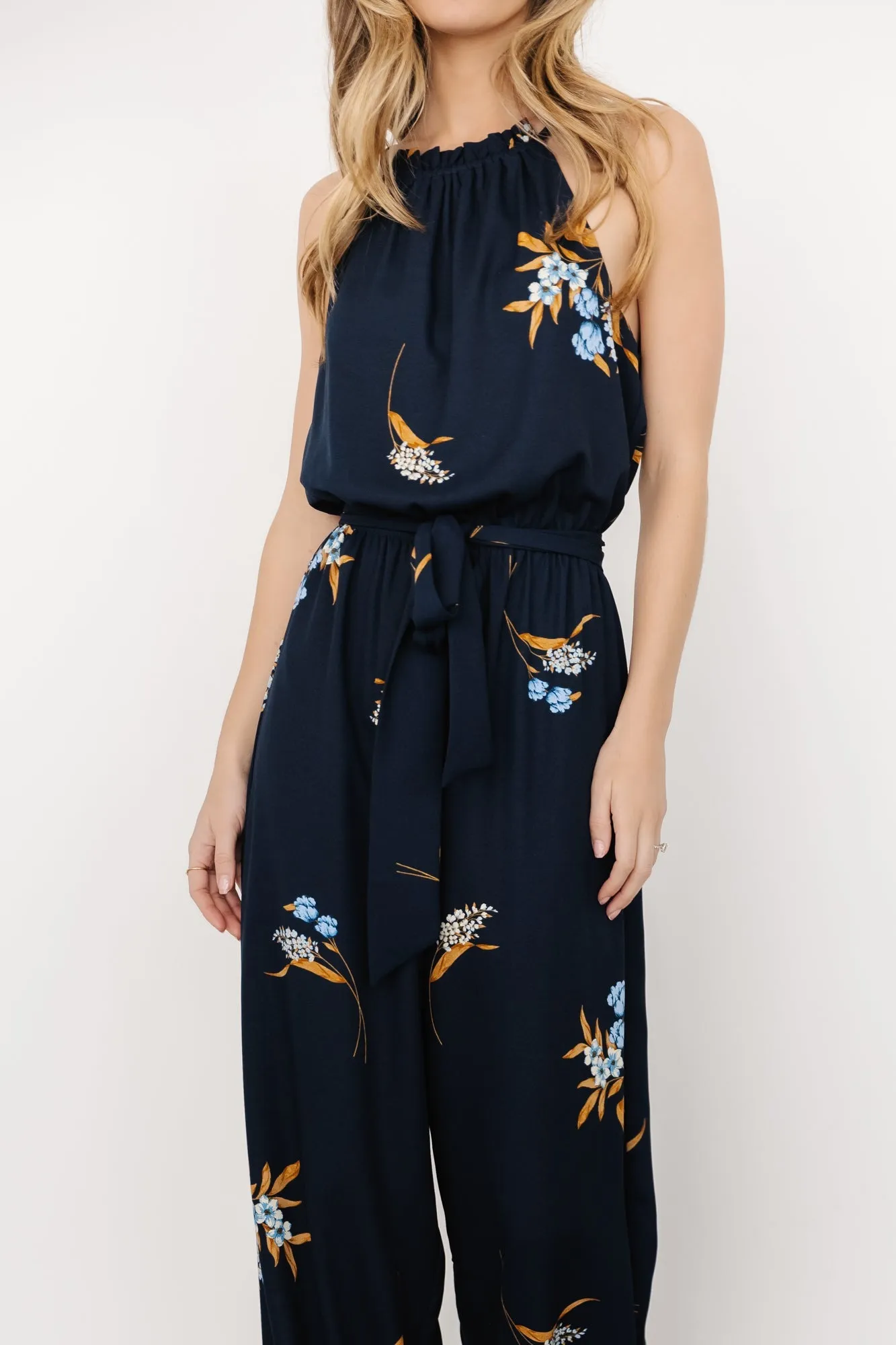 Alameda Halter Jumpsuit | Navy Blue Floral sold by Baltic Born product image thumbnail 2