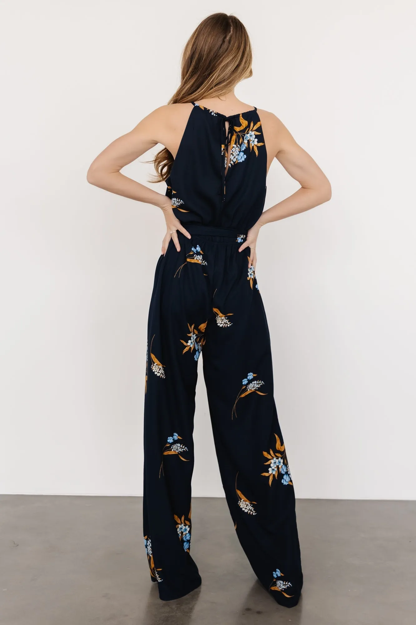 Alameda Halter Jumpsuit | Navy Blue Floral sold by Baltic Born product image thumbnail 3
