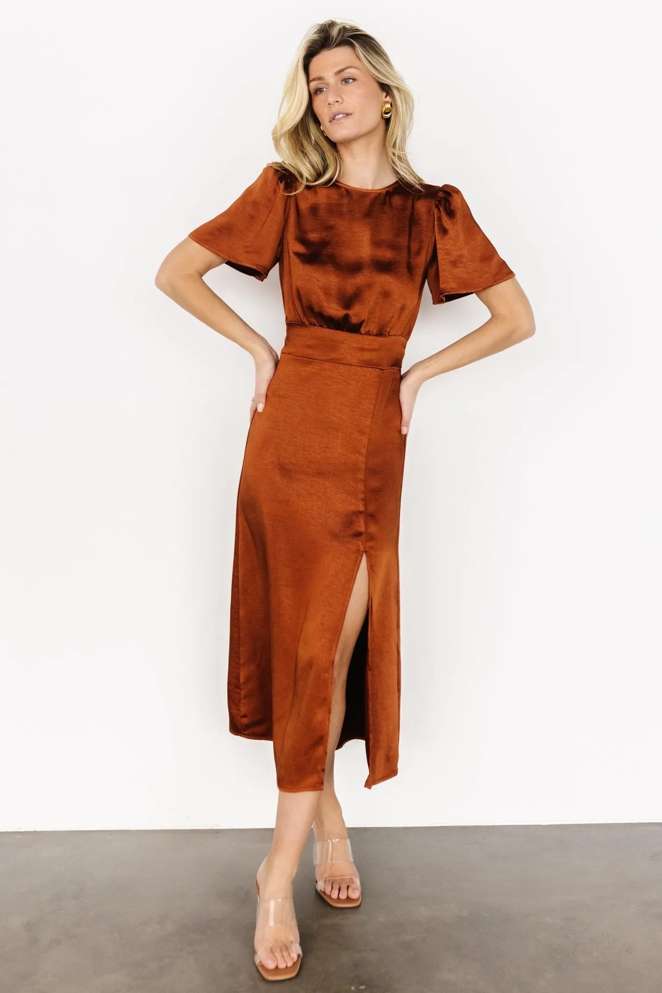 Allie Satin Dress | Bronze sold by Baltic Born