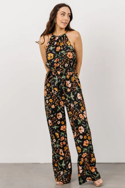 Mallory High Neck Jumpsuit | Black Vintage Floral sold by Baltic Born