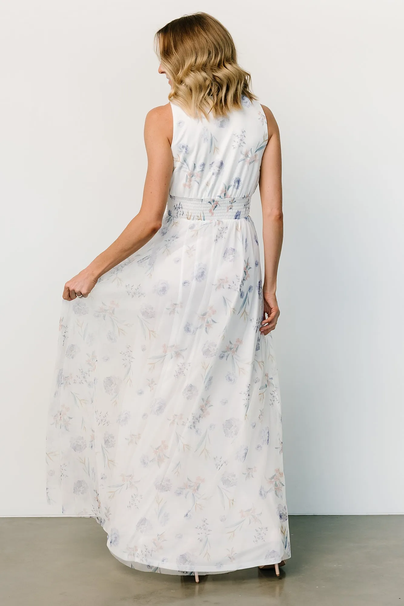Kamila Tulle Maxi Dress | White Floral sold by Baltic Born product image thumbnail 4