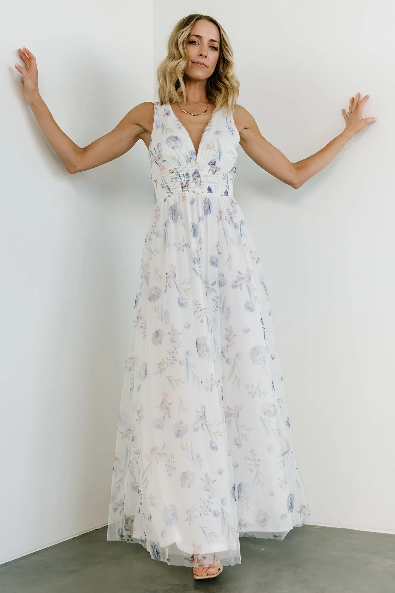 Kamila Tulle Maxi Dress | White Floral sold by Baltic Born product image thumbnail 5
