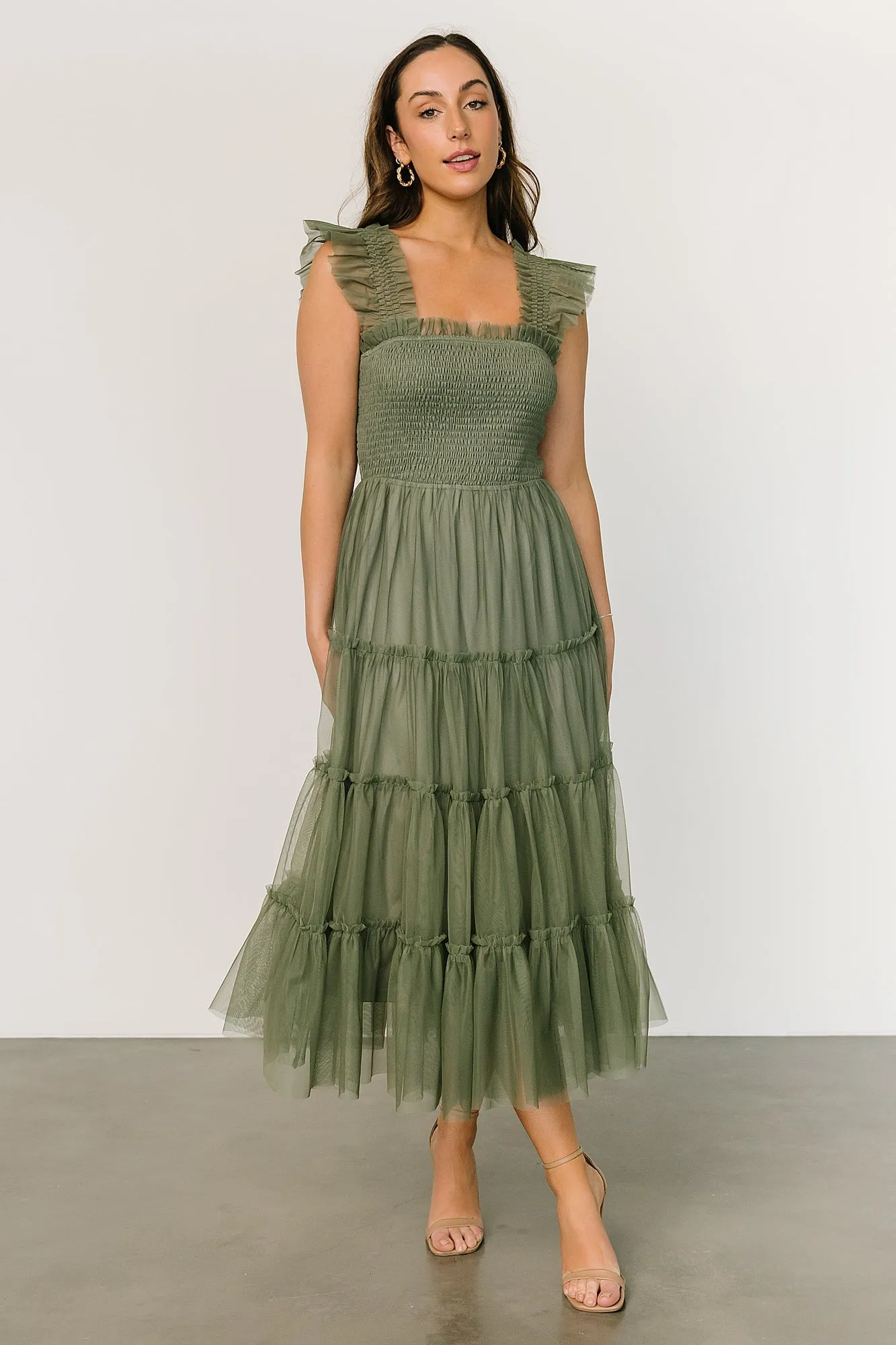 Emma Smocked Tulle Dress | Sage sold by Baltic Born product image thumbnail 2