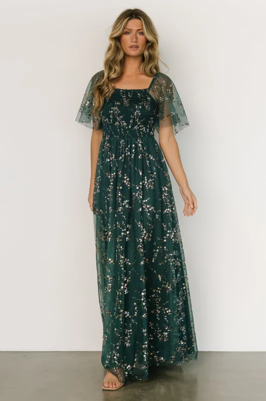 Cassandra Tulle Maxi Dress | Green + Gold sold by Baltic Born