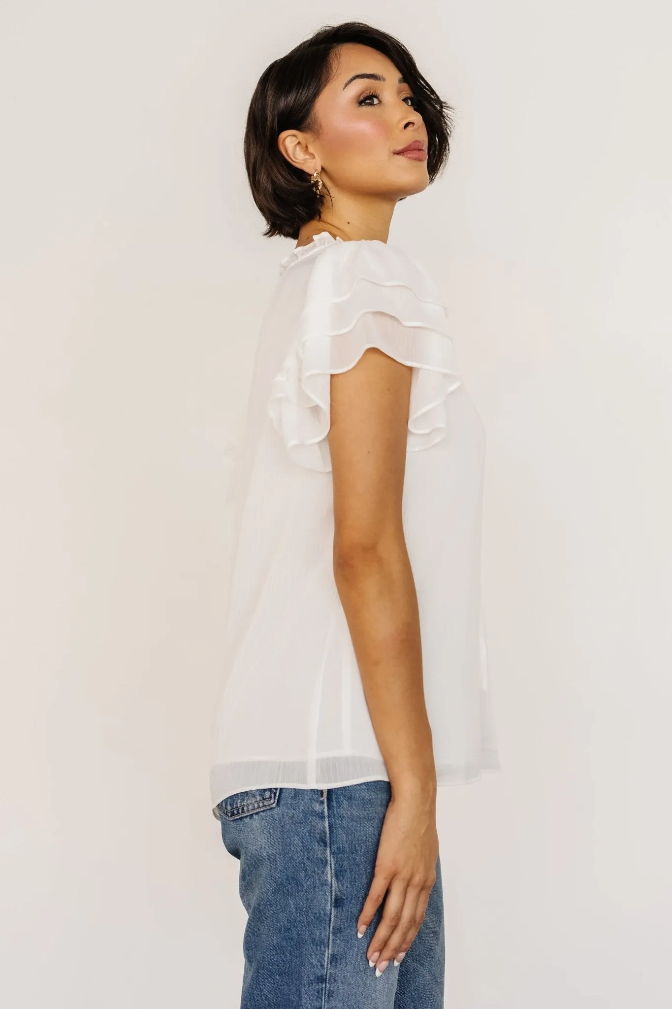 Asher Ruffle Sleeve Top | Off White sold by Baltic Born product image thumbnail 3