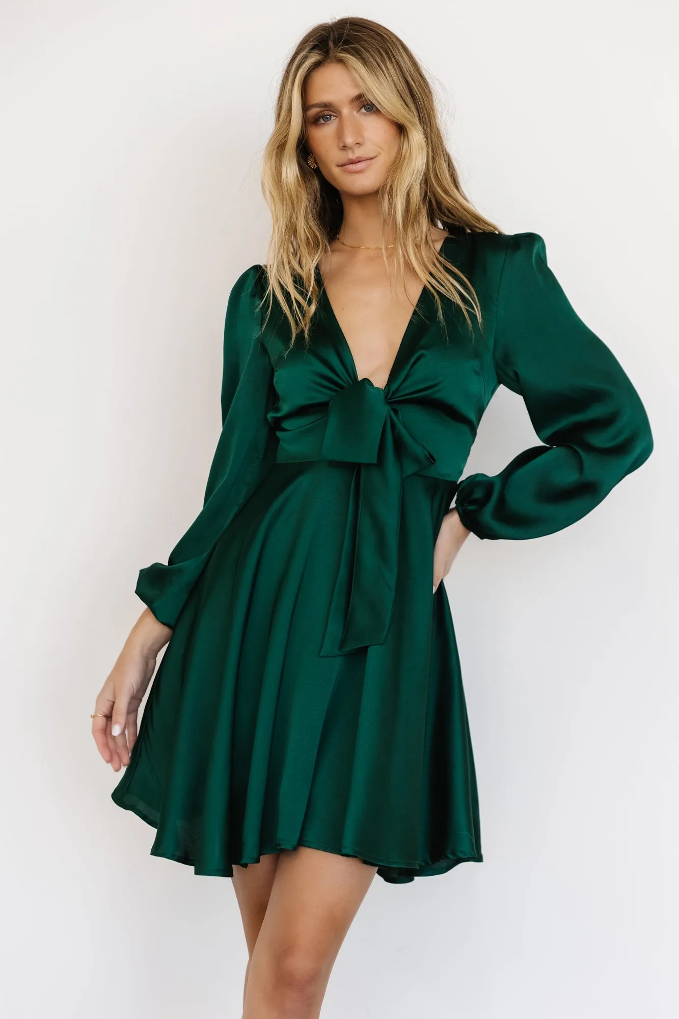 Woodbury Satin Mini Dress | Green sold by Baltic Born product image thumbnail 2