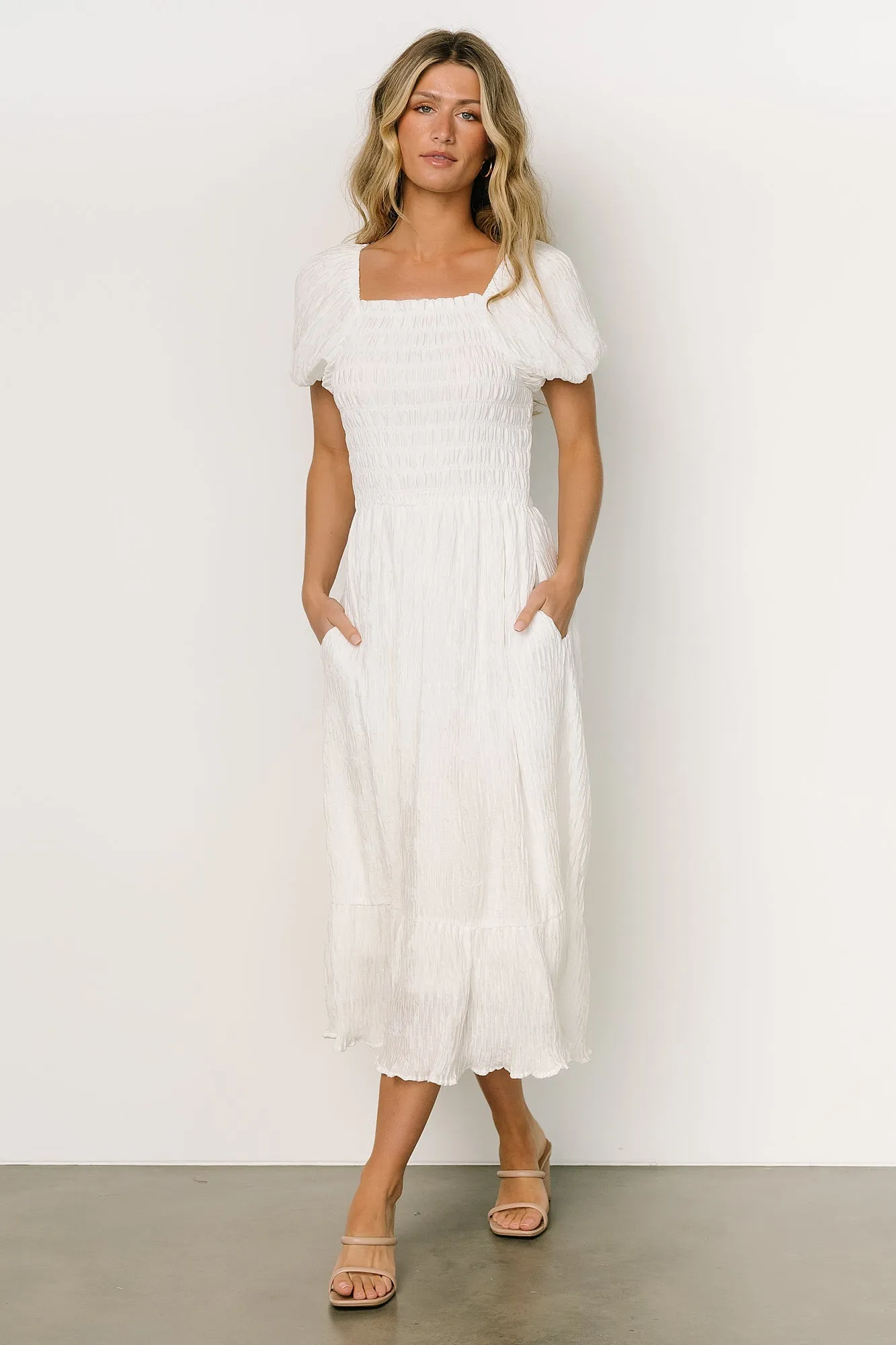 Charity Bubble Sleeve Dress | Off White sold by Baltic Born