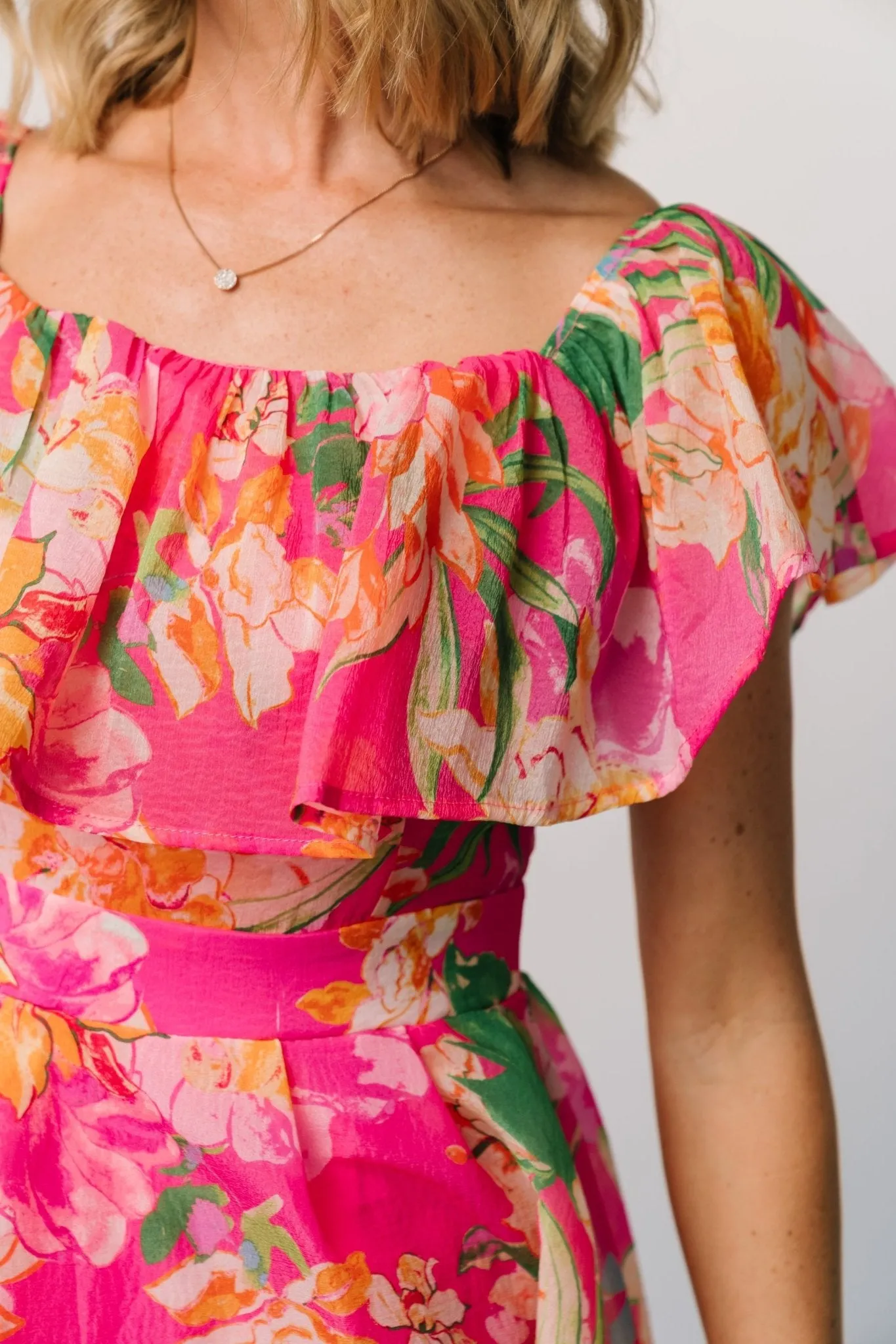 Kartini Off Shoulder Midi Dress | Fuchsia Multi sold by Baltic Born product image thumbnail 2