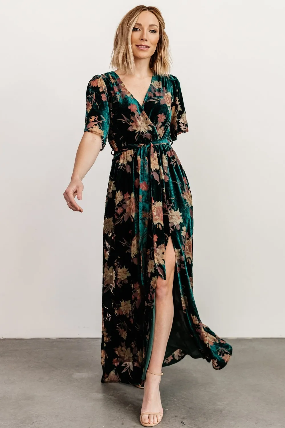 Uma Velvet Maxi Dress | Jade Floral sold by Baltic Born product image thumbnail 2