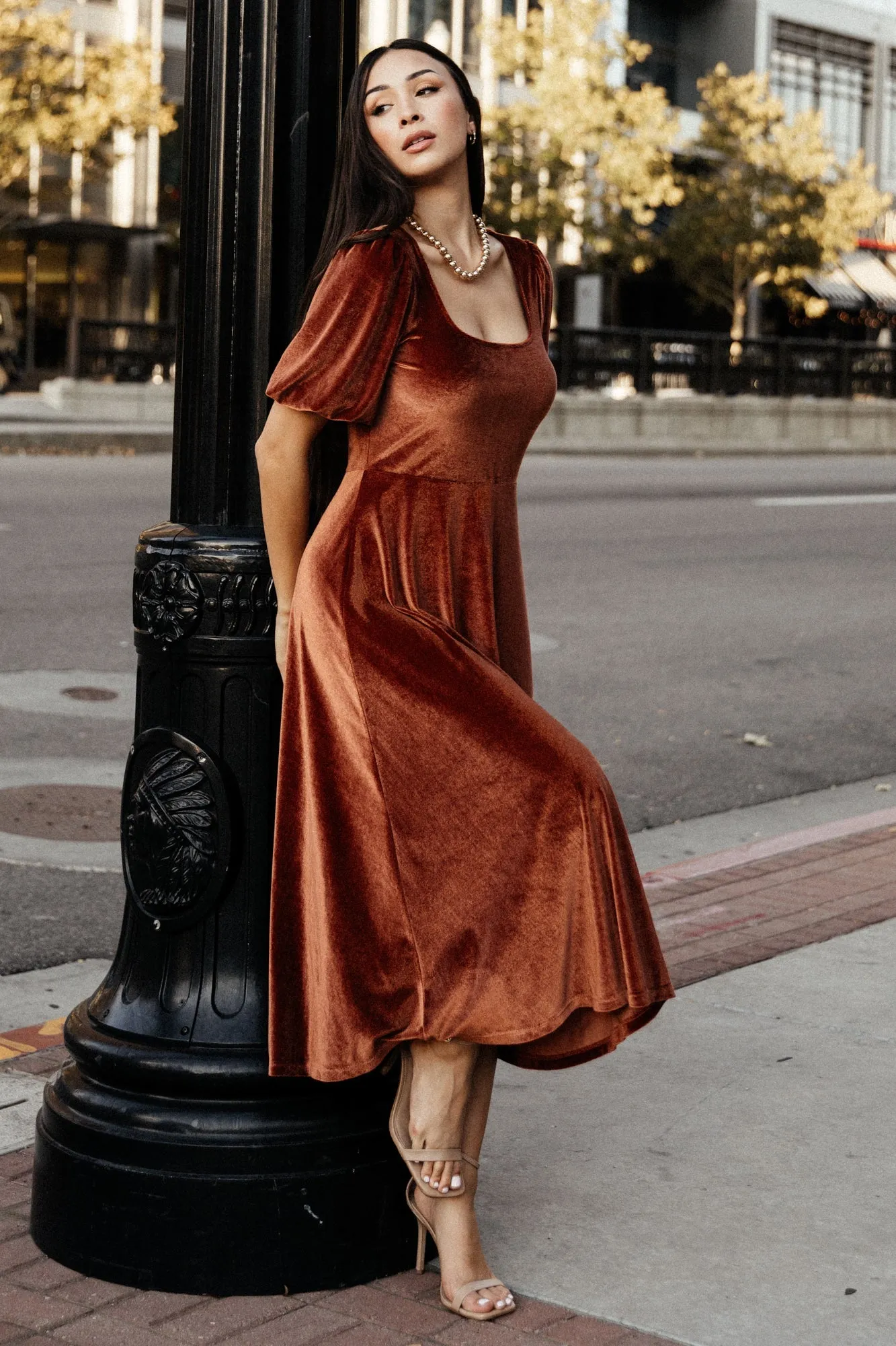 Nora Velvet Midi Dress | Bronze sold by Baltic Born product image thumbnail 5