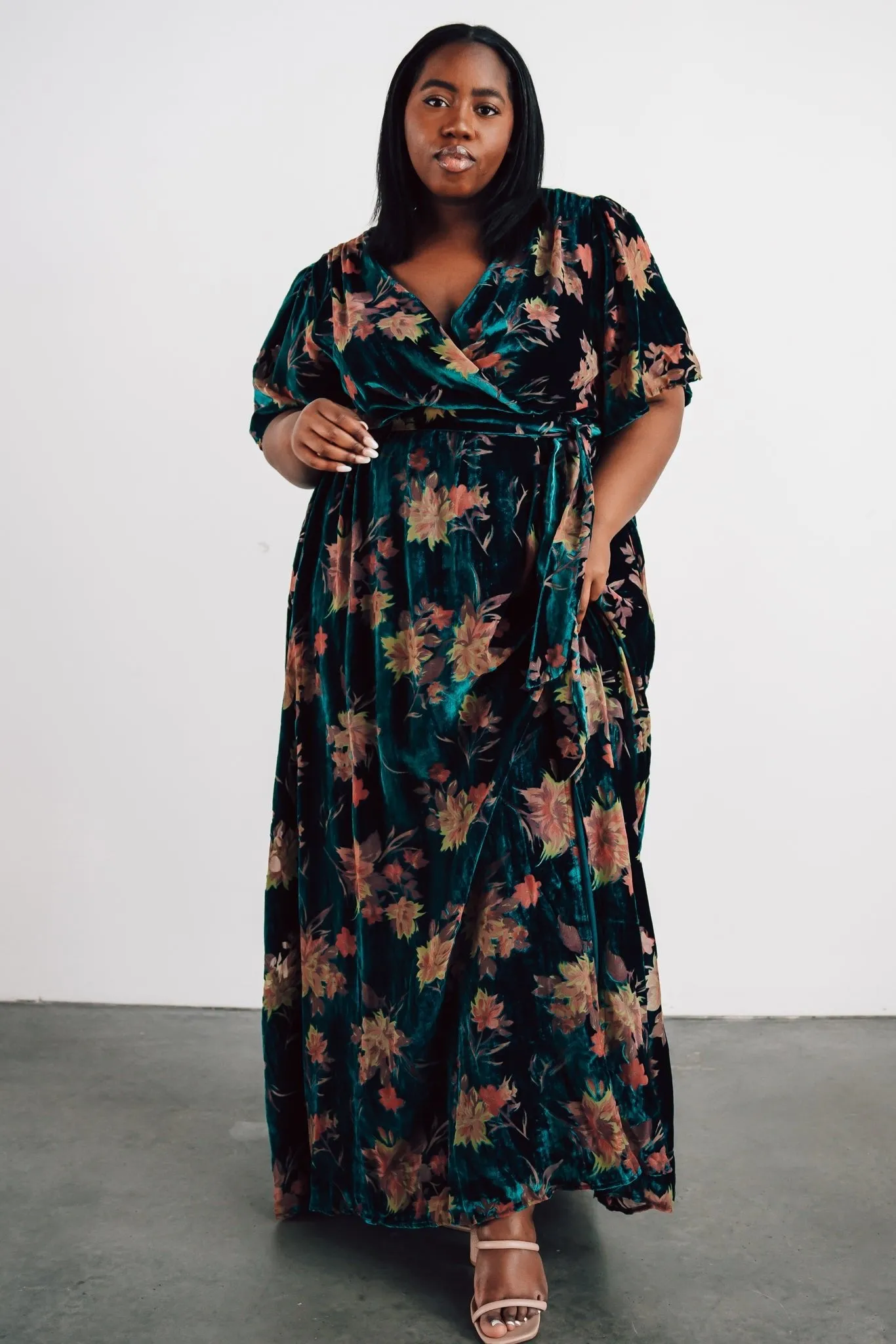 Uma Velvet Maxi Dress | Jade Floral sold by Baltic Born product image thumbnail 3