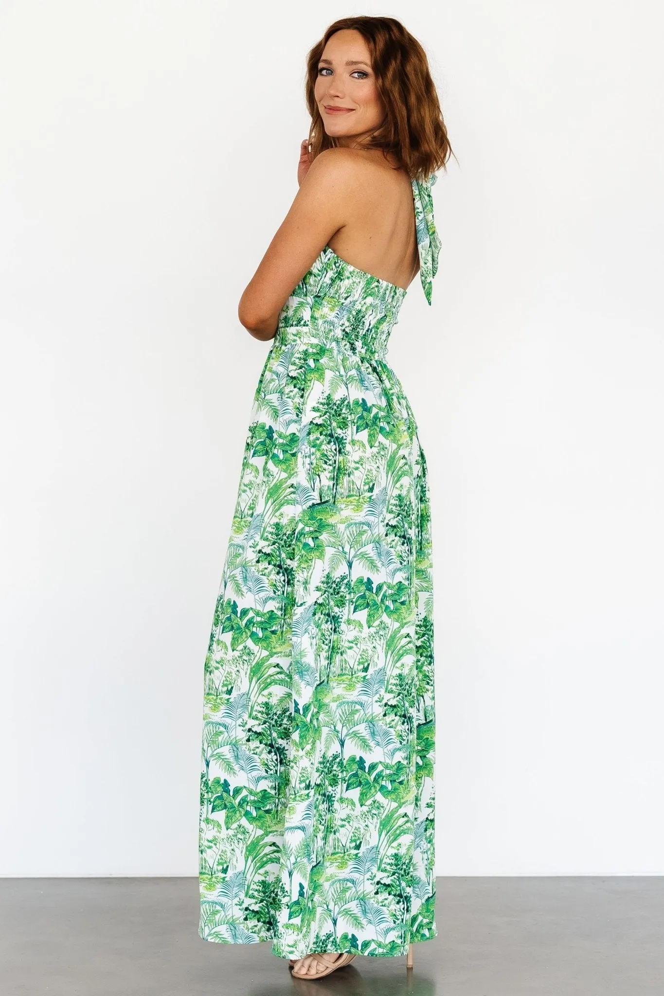 Myra Halter Jumpsuit | Green Print sold by Baltic Born product image thumbnail 4