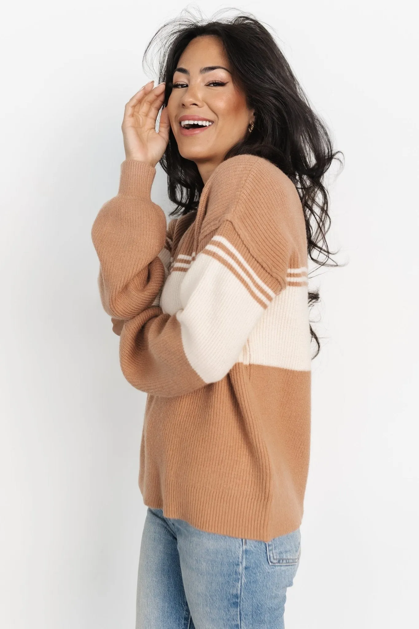 Merrill Sweater | Camel + Cream sold by Baltic Born product image thumbnail 3