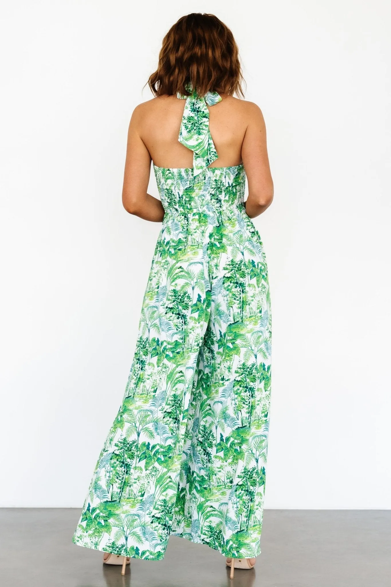 Myra Halter Jumpsuit | Green Print sold by Baltic Born product image thumbnail 2
