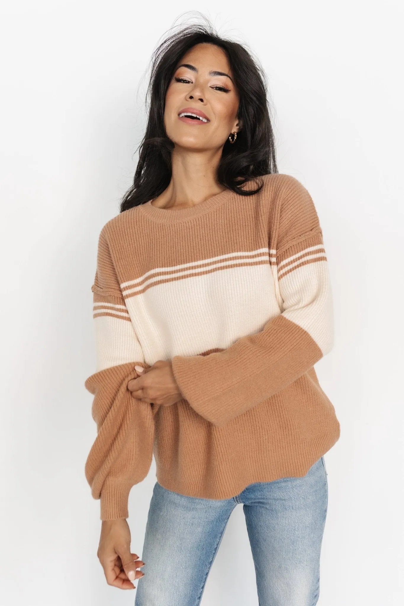 Merrill Sweater | Camel + Cream sold by Baltic Born product image thumbnail 5