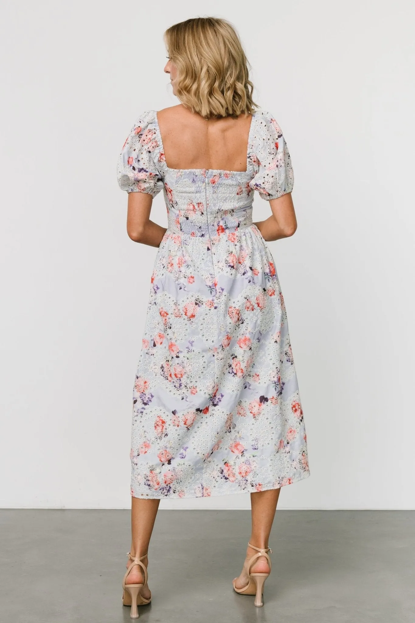 Leila Eyelet Midi Dress | Light Blue Floral sold by Baltic Born product image thumbnail 5