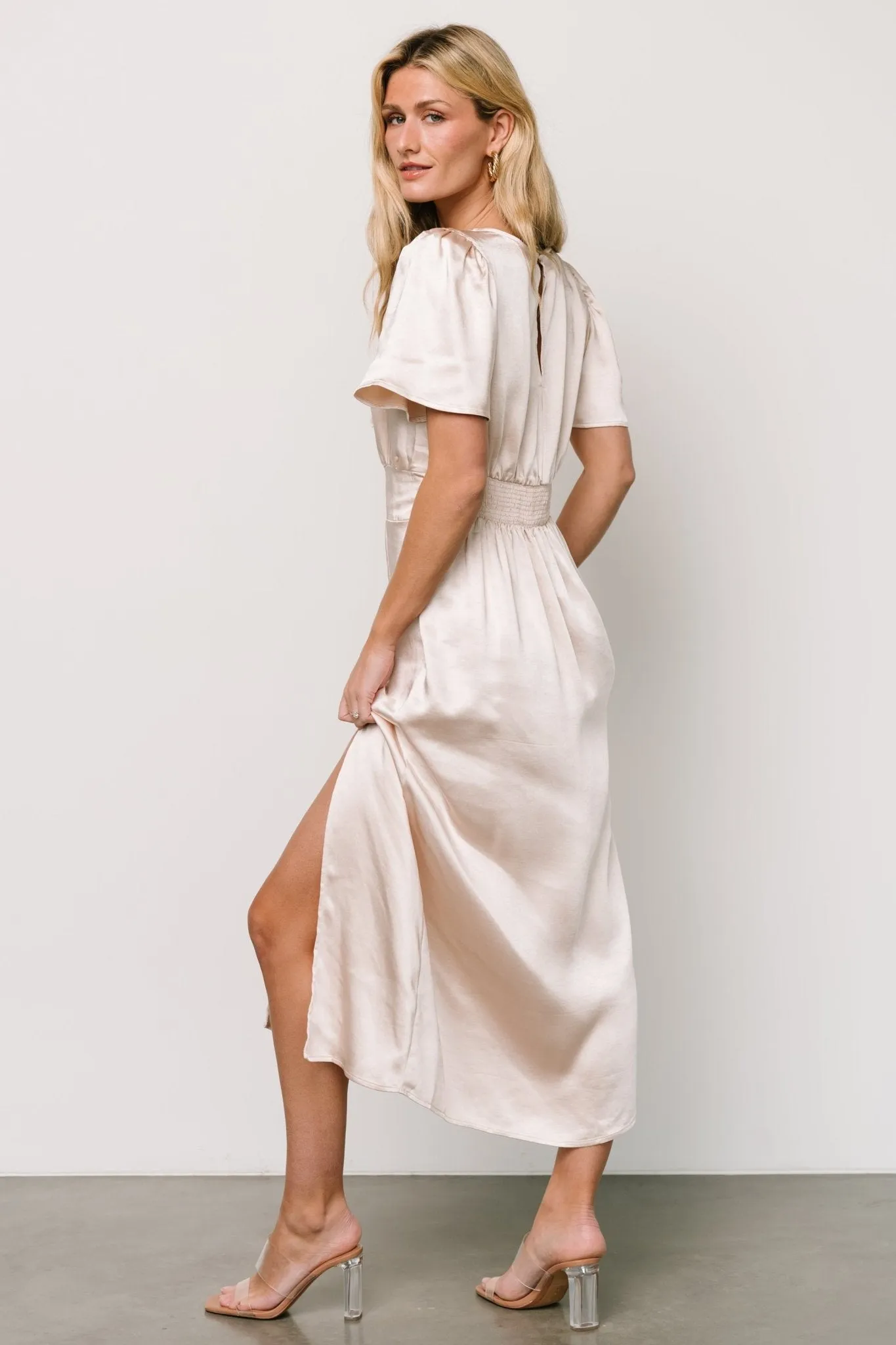Allie Satin Dress | Champagne sold by Baltic Born product image thumbnail 4
