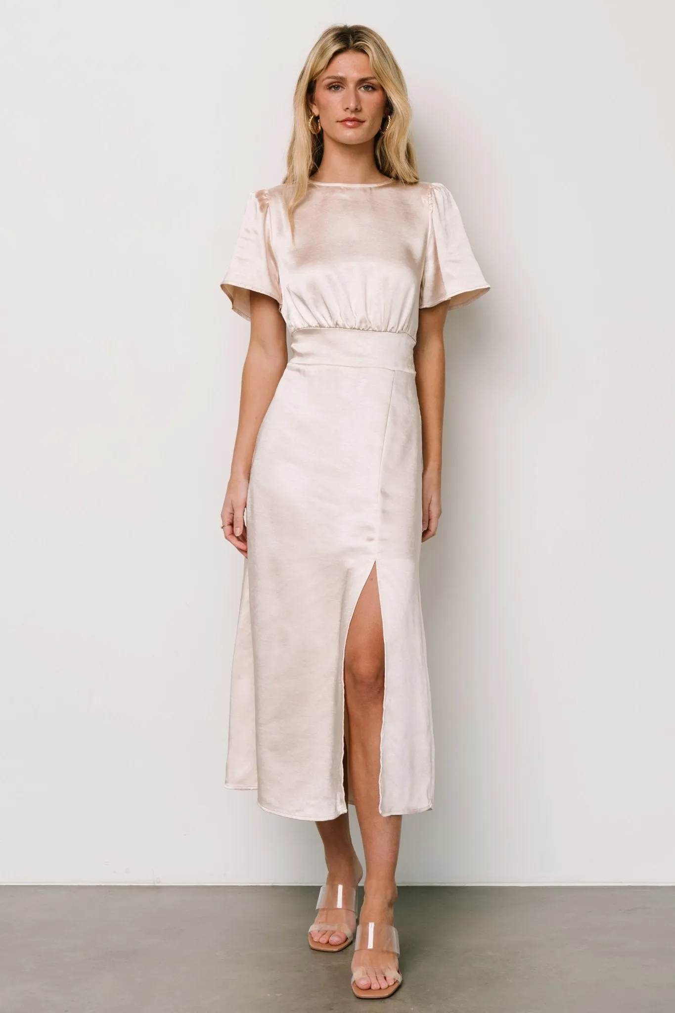 Allie Satin Dress | Champagne sold by Baltic Born