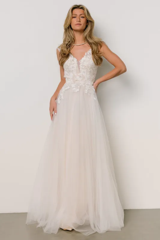 Everlasting Tulle Bridal Gown | White + Nude sold by Baltic Born