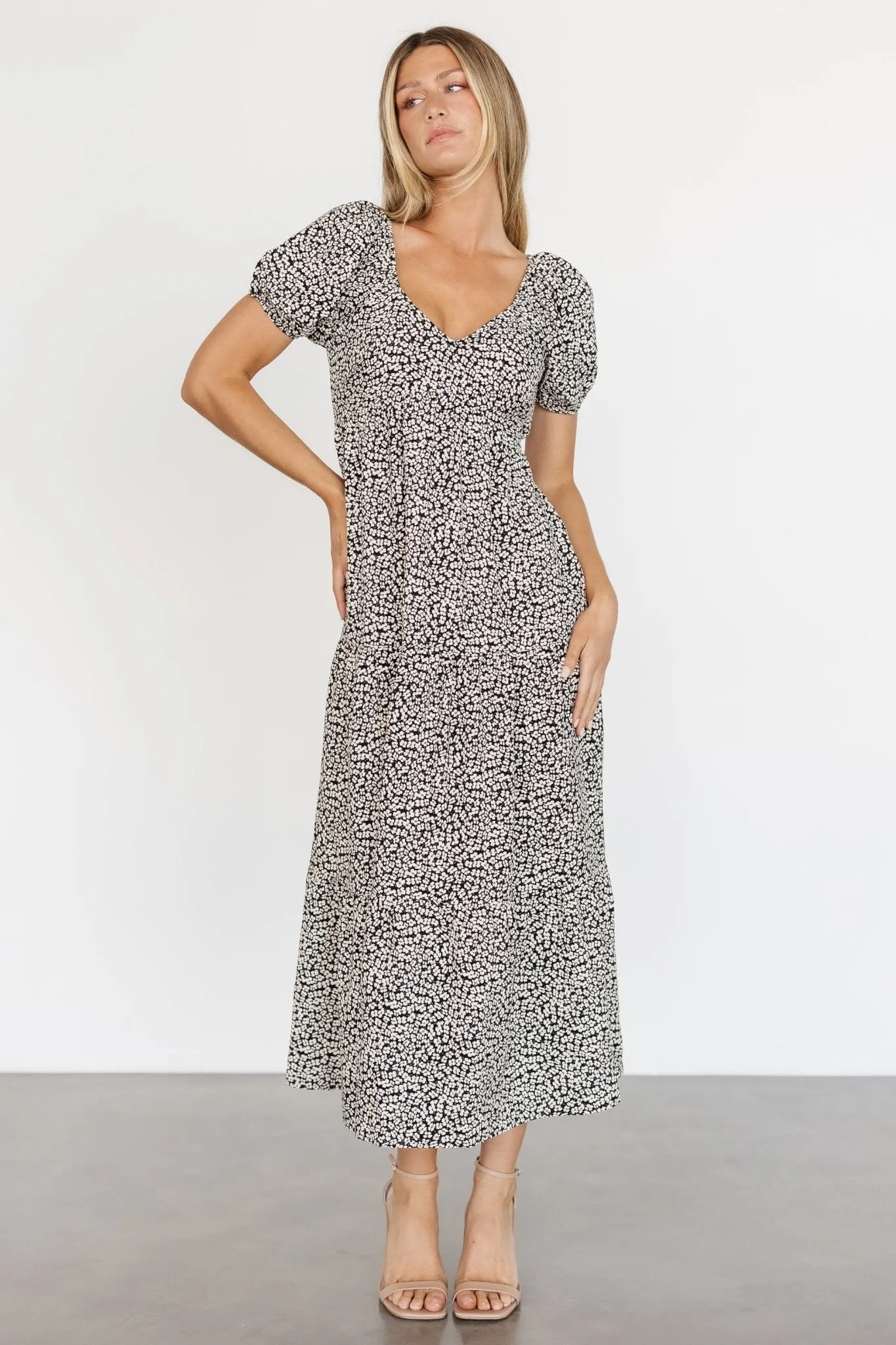 Gables Puff Sleeve Maxi Dress | Black Multi sold by Baltic Born