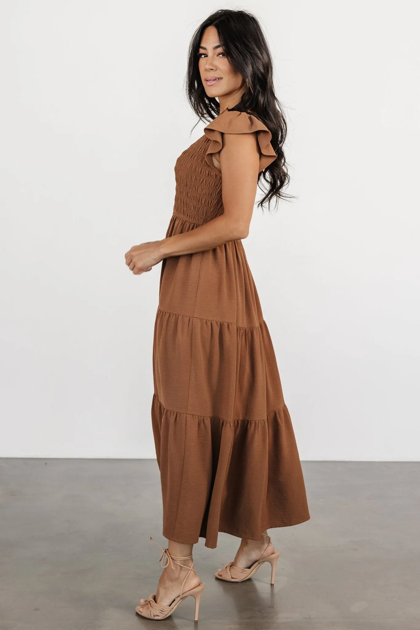 Brandie Smocked Midi Dress | Brown sold by Baltic Born product image thumbnail 5