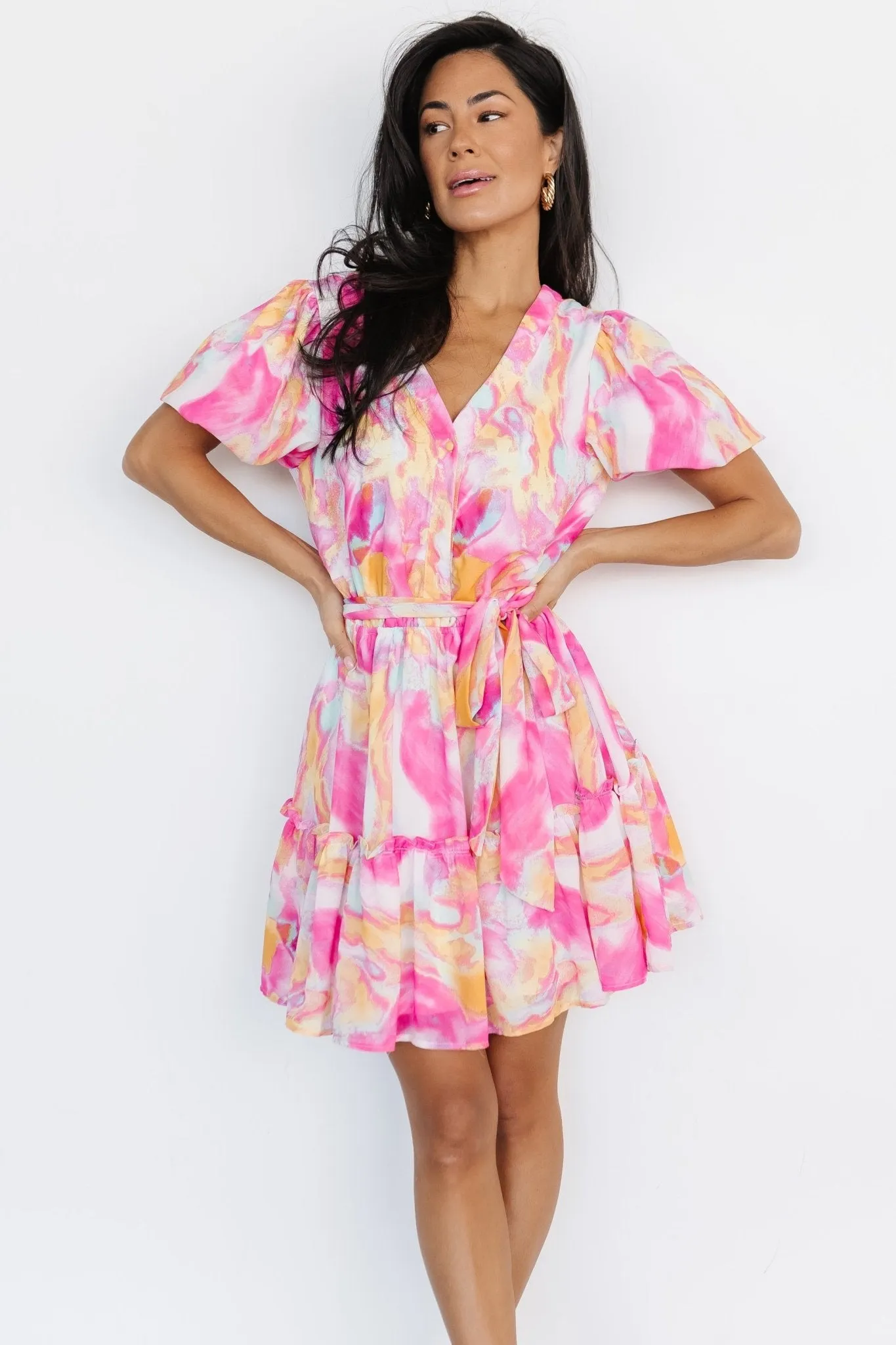 Daiquiri Short Dress | Pink + Yellow Multi sold by Baltic Born product image thumbnail 2