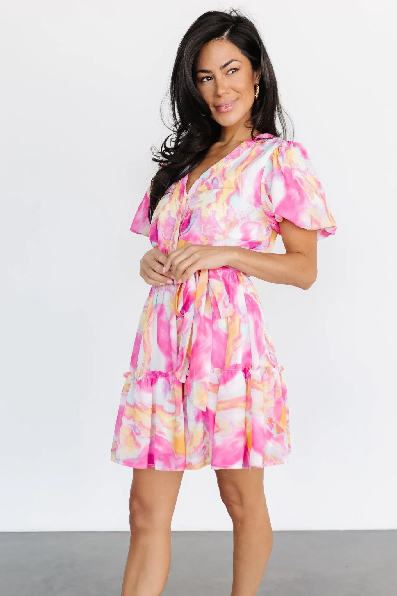 Daiquiri Short Dress | Pink + Yellow Multi sold by Baltic Born product image thumbnail 4