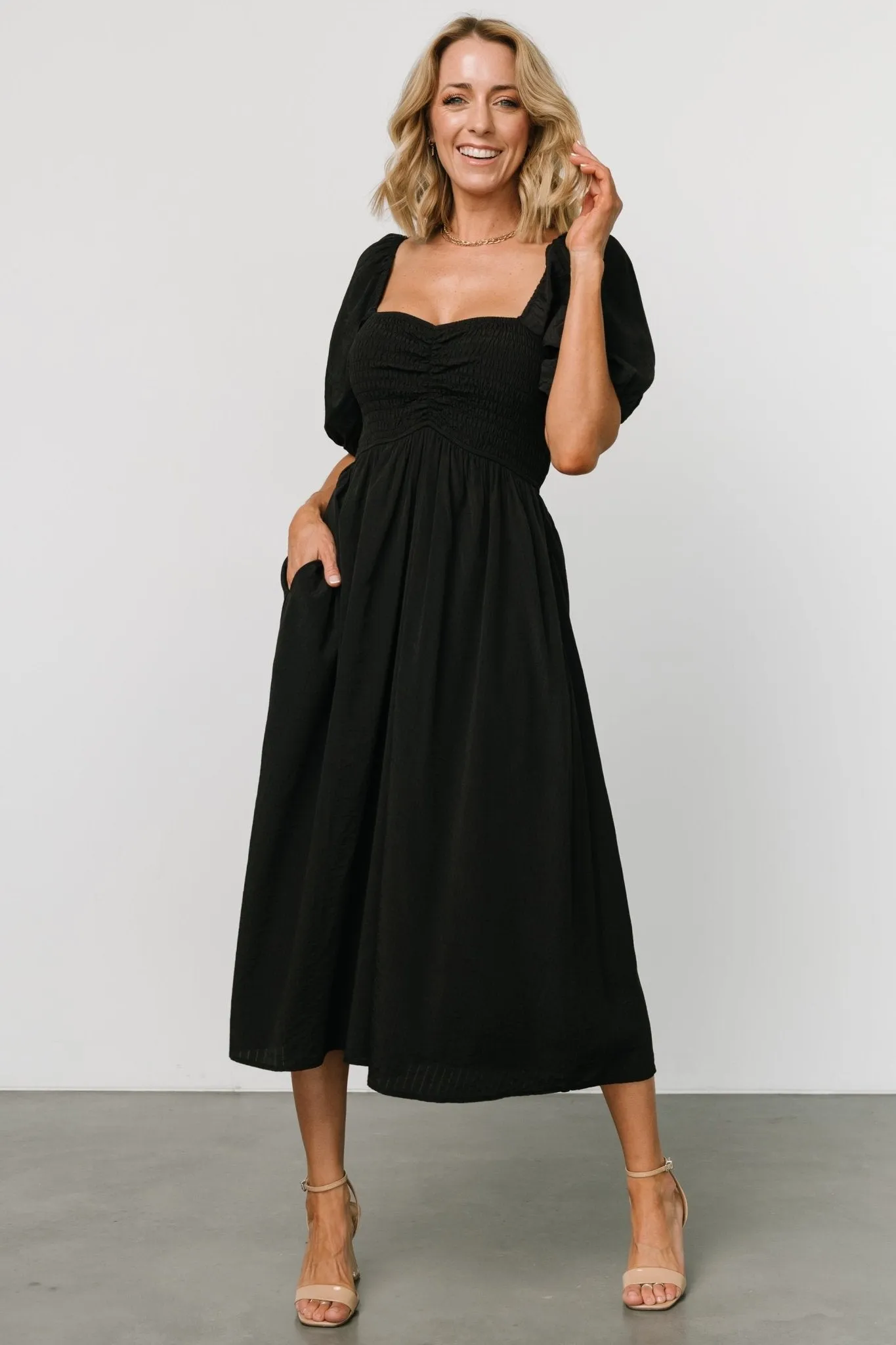 Stefania Midi Dress | Black sold by Baltic Born