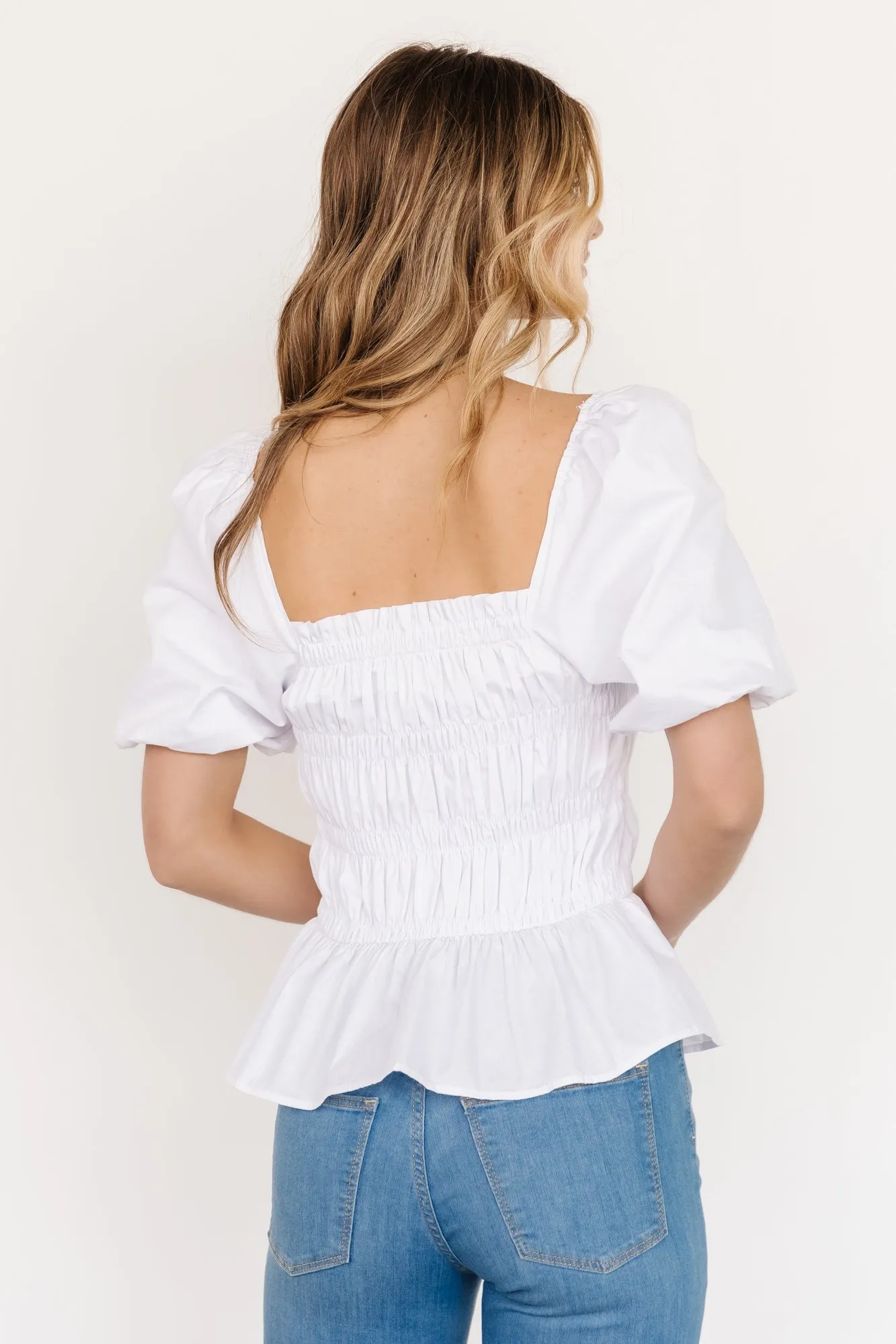 Astoria Smocked Puff Sleeve Top | White sold by Baltic Born product image thumbnail 4