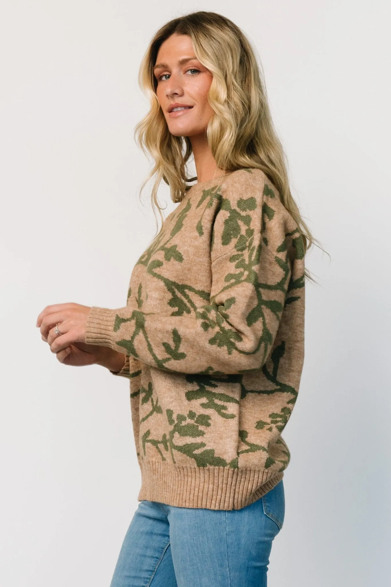 Hallstatt Sweater | Camel + Green Print sold by Baltic Born product image thumbnail 2