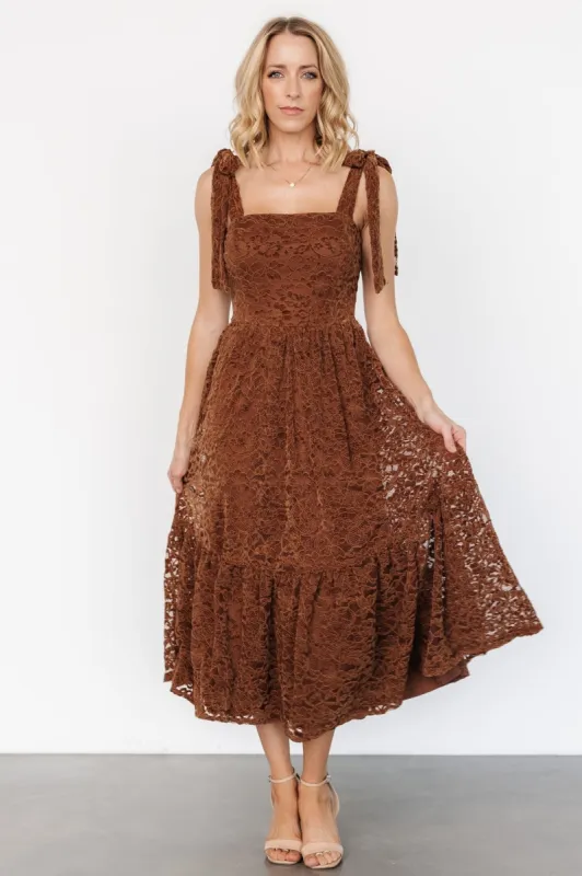 Hestia Lace Midi Dress | Brown sold by Baltic Born